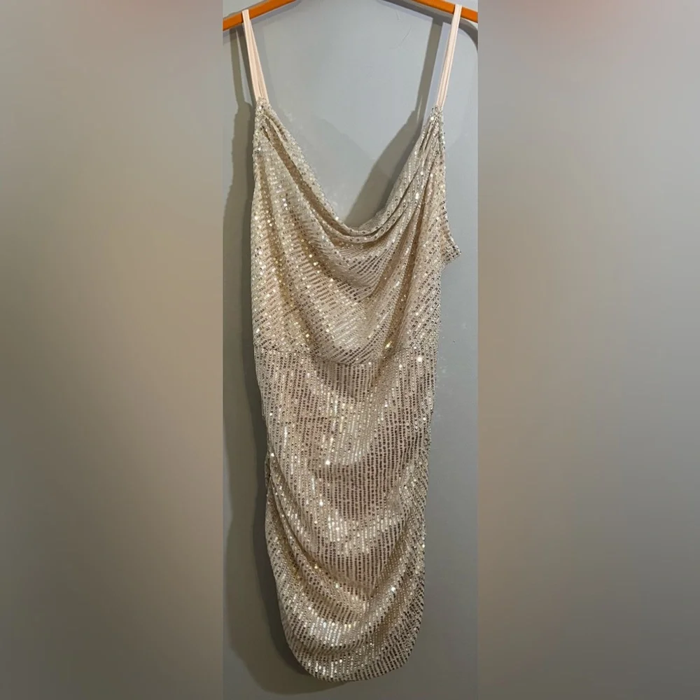NEW Cowl Neck Sequin Mini Dress - Picture 11 of 11